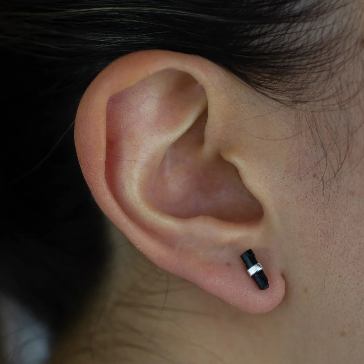 raw black tourmaline stud earrings sterling silver black tourmaline crystal studs protective gemstone jewelry