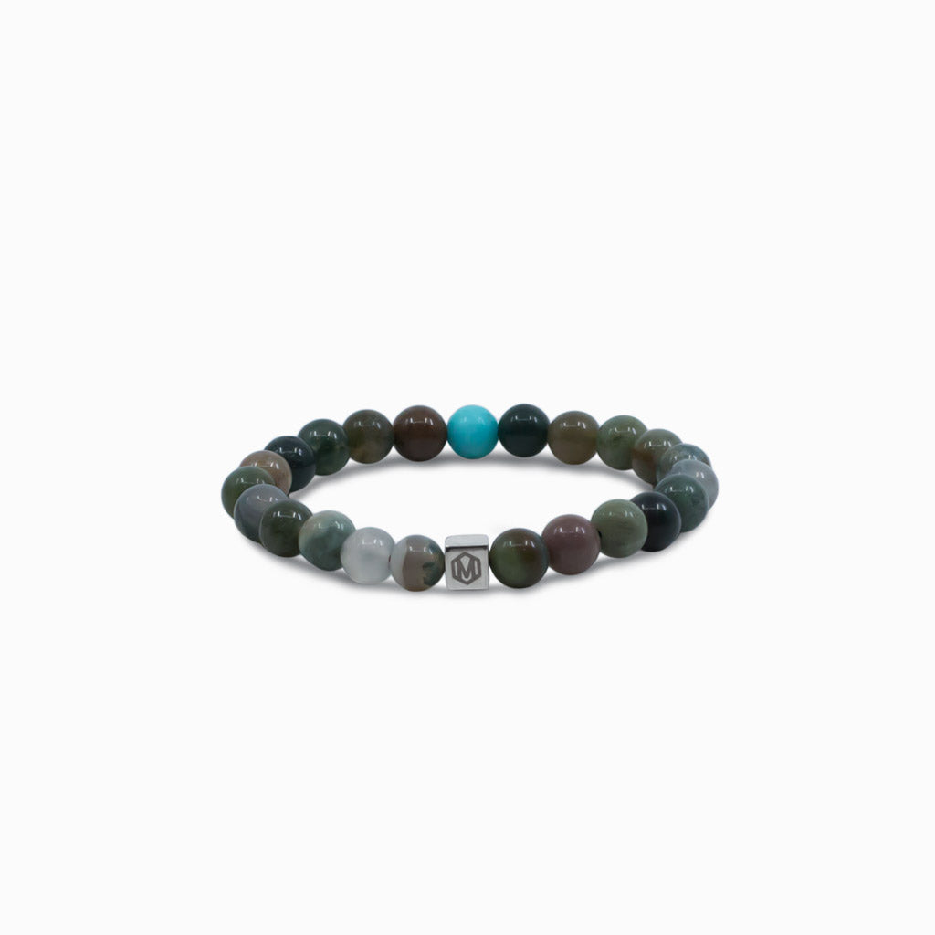 Moss Agate and Amazonite Bead Bracelet