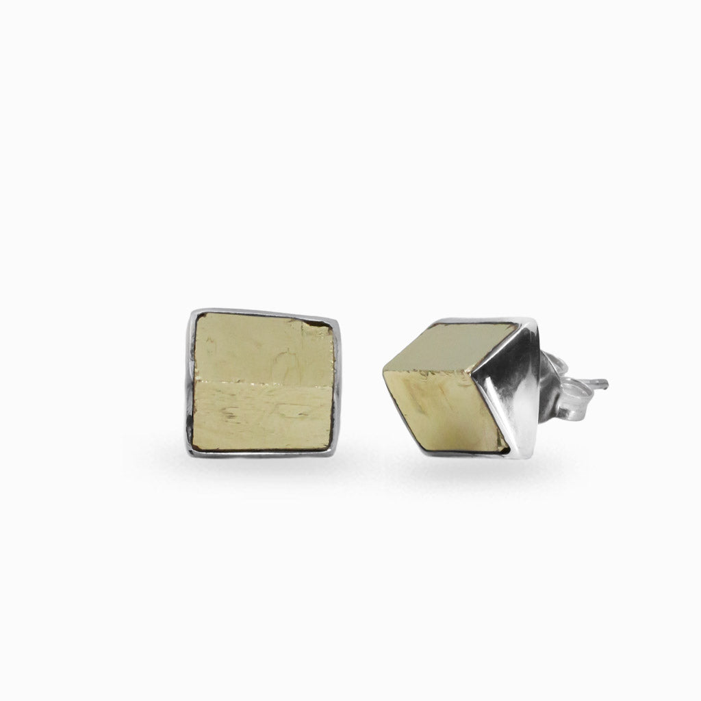 cube pyrite sterling silver stud earrings | made in earth