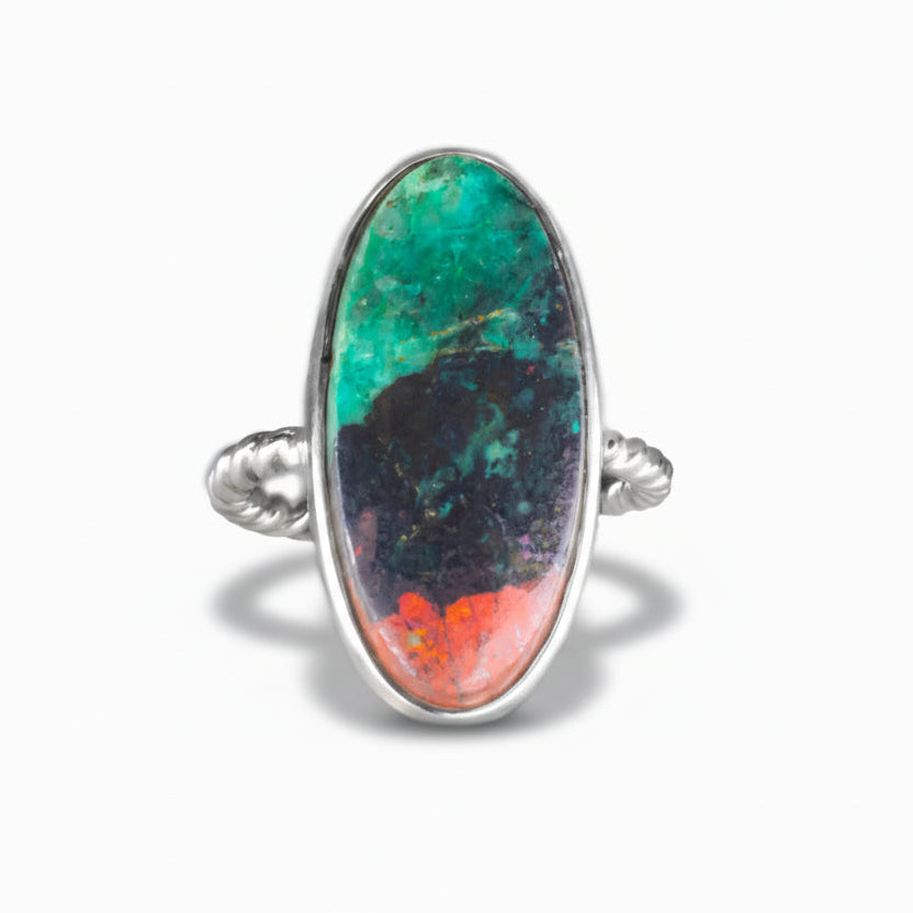 cabochon chrysocolla cuprite ring