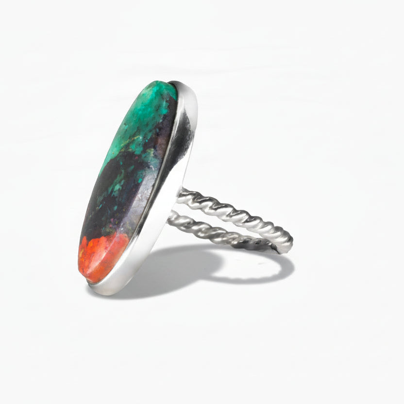cabochon chrysocolla cuprite ring