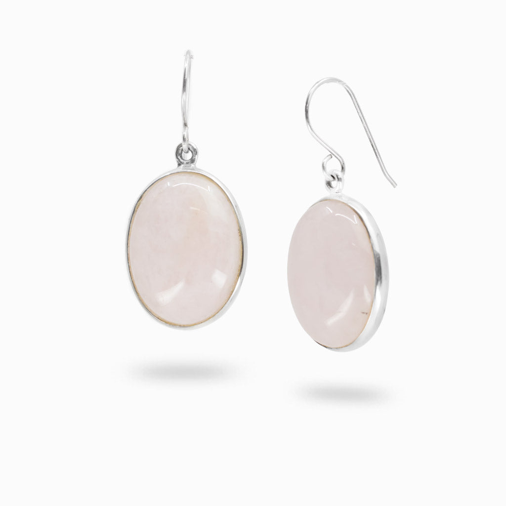 Sterling silver large oval Morganite drop earrings.