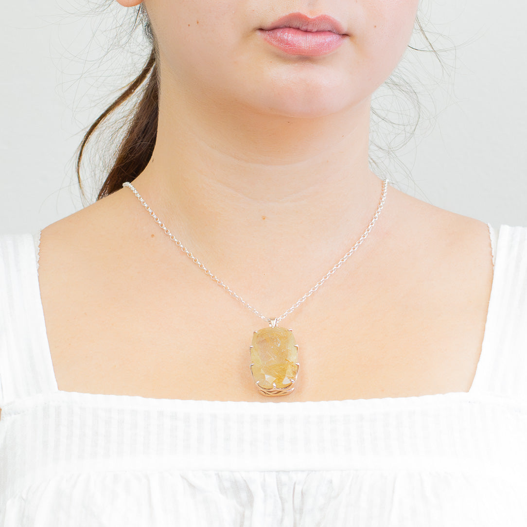 RUTILATED QUARTZ REC NECKLACE STERLING SILVER MADE IN EARTH