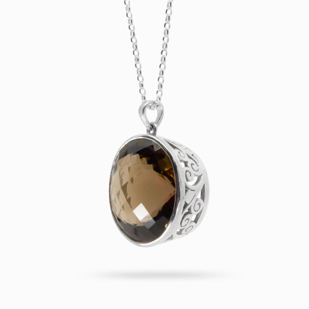 FACETED SMOKEY QUARTZ NECKLACE