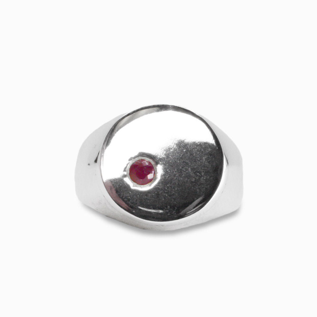 RUBY FACETED SIGNET RING