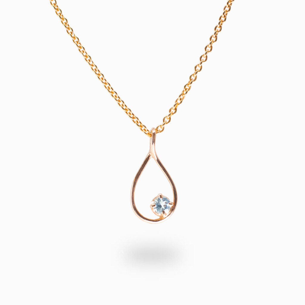FACETED BLUE TOPAZ NECKLACE WITH ROSE GOLD VERMEIL FINISH