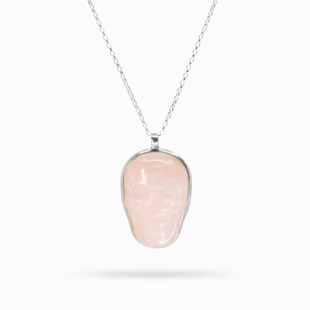 ROSE QUARTZ SKULL NECKLACE