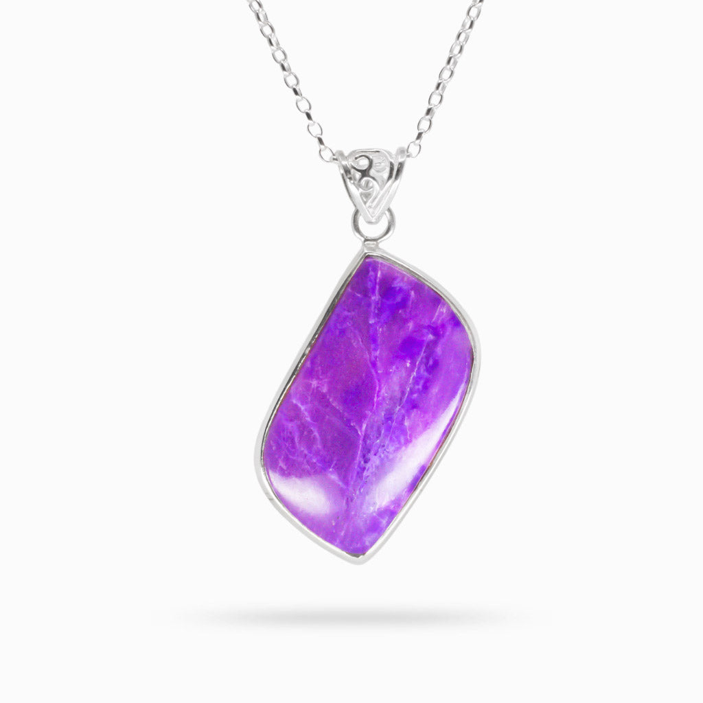 SUGULITE CABOCHON NECKLACE STERLING SILVER