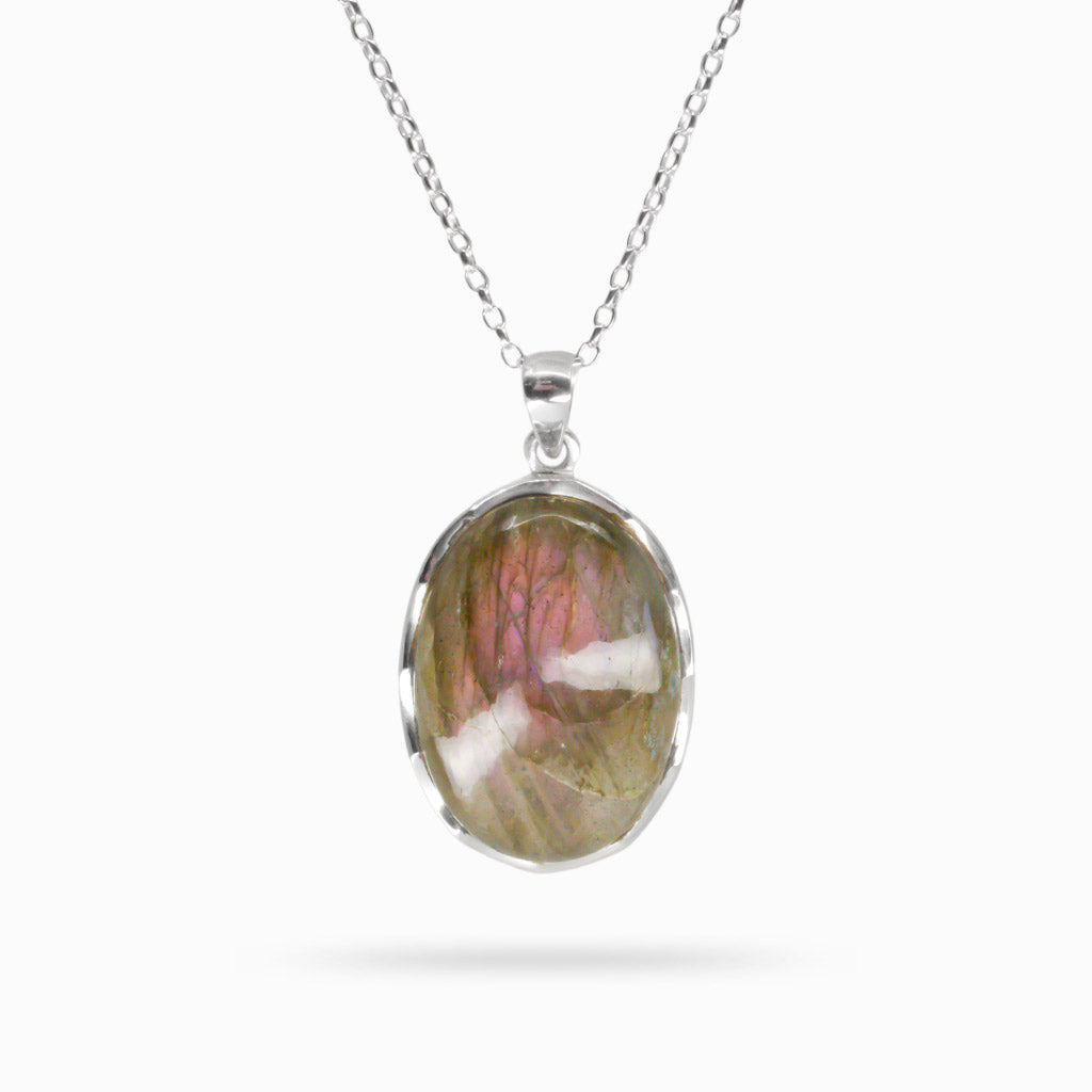 PURPLE LABRADORITE CABOCHON NECKLACE