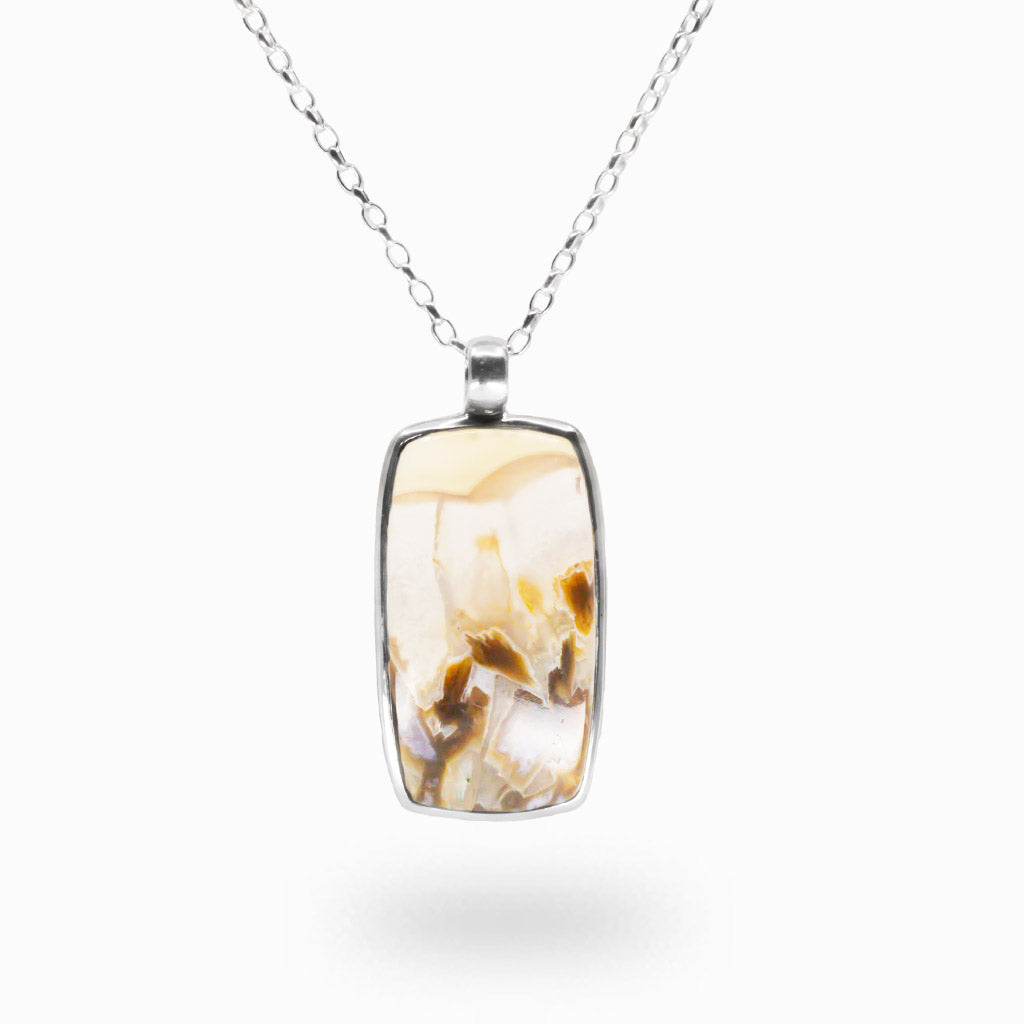 CABOCHON STICK AGATE NECKLACE STERLING SILVER | MADE IN EARTH