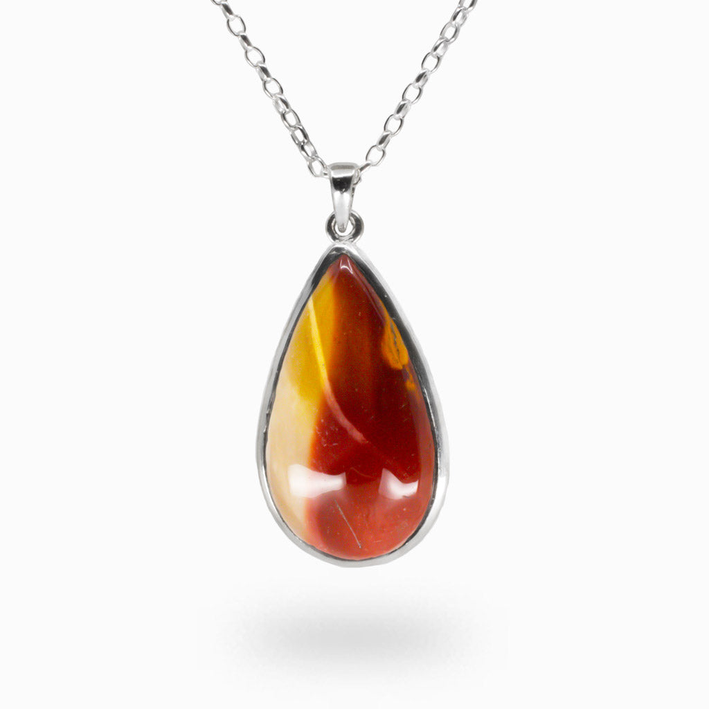 CABOCHON MOOKAITE TEAR NECKLACE STERLING SILVER