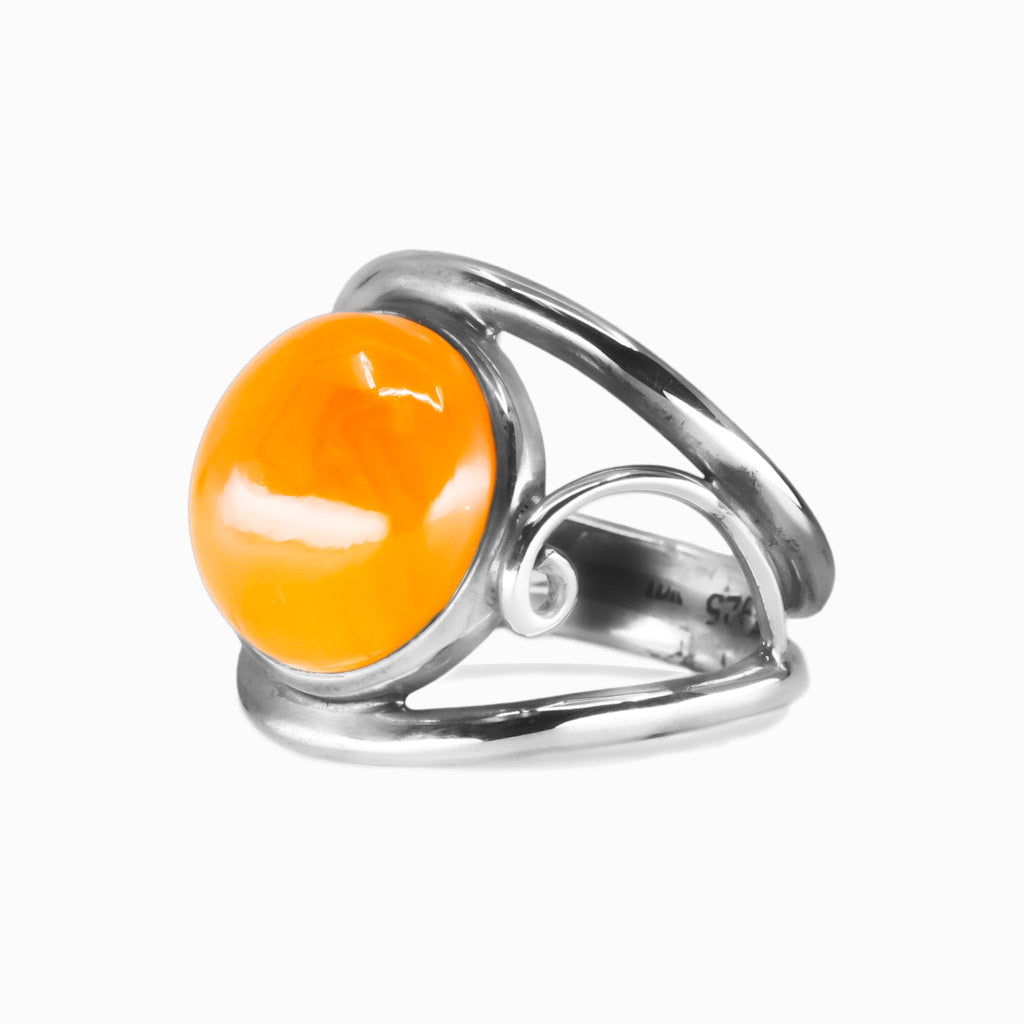 CABOCHON HALO CARNELIAN RING FILAGREE STERLING SILVER | MADE IN EARTH