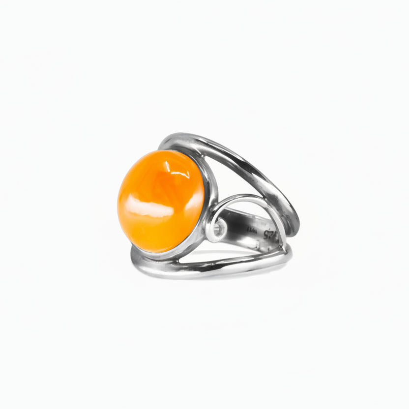 CABOCHON HALO CARNELIAN RING FILAGREE STERLING SILVER | MADE IN EARTH