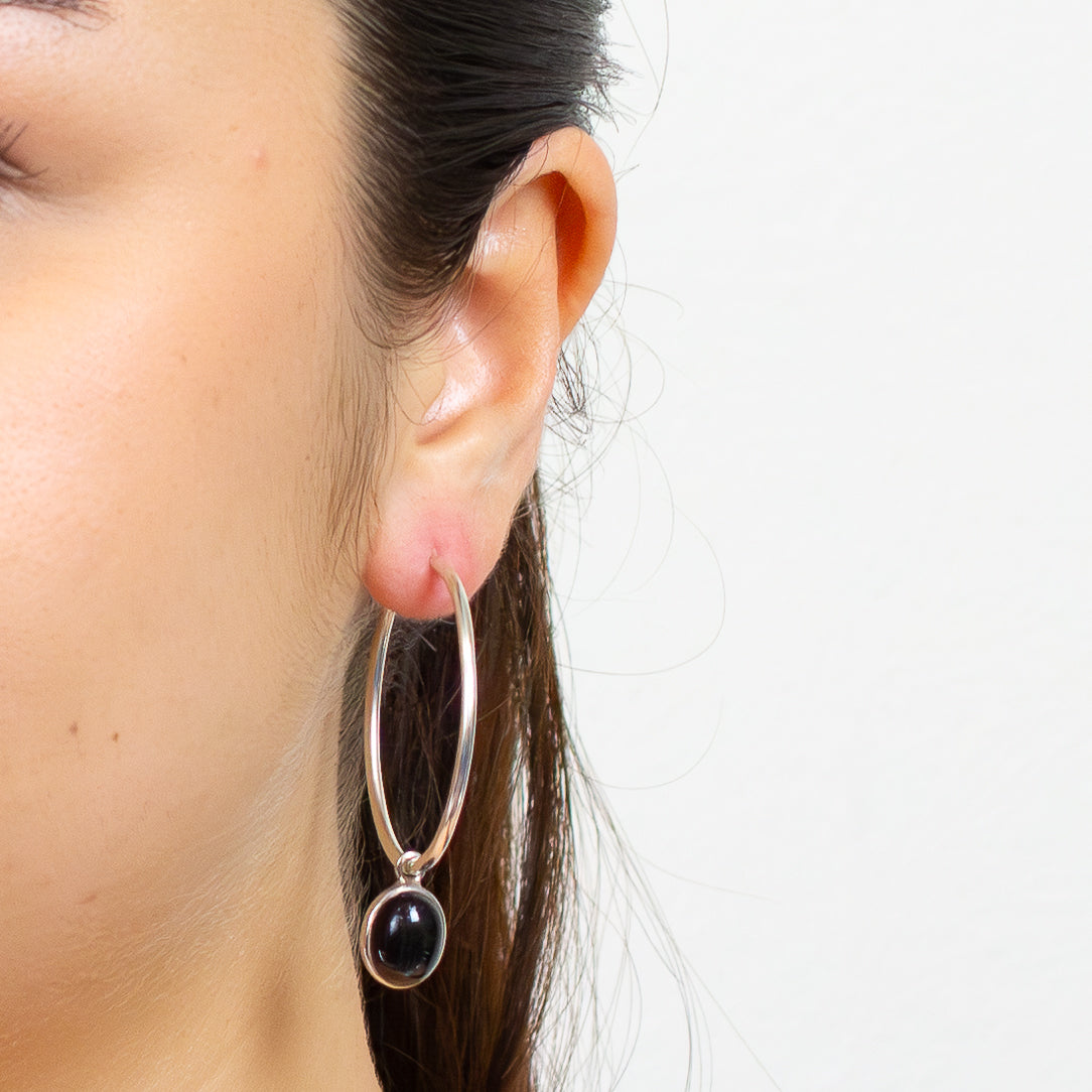 oval black star diopside hoop charms sterling silver cabochon gemstone earring charms black gemstone jewelry