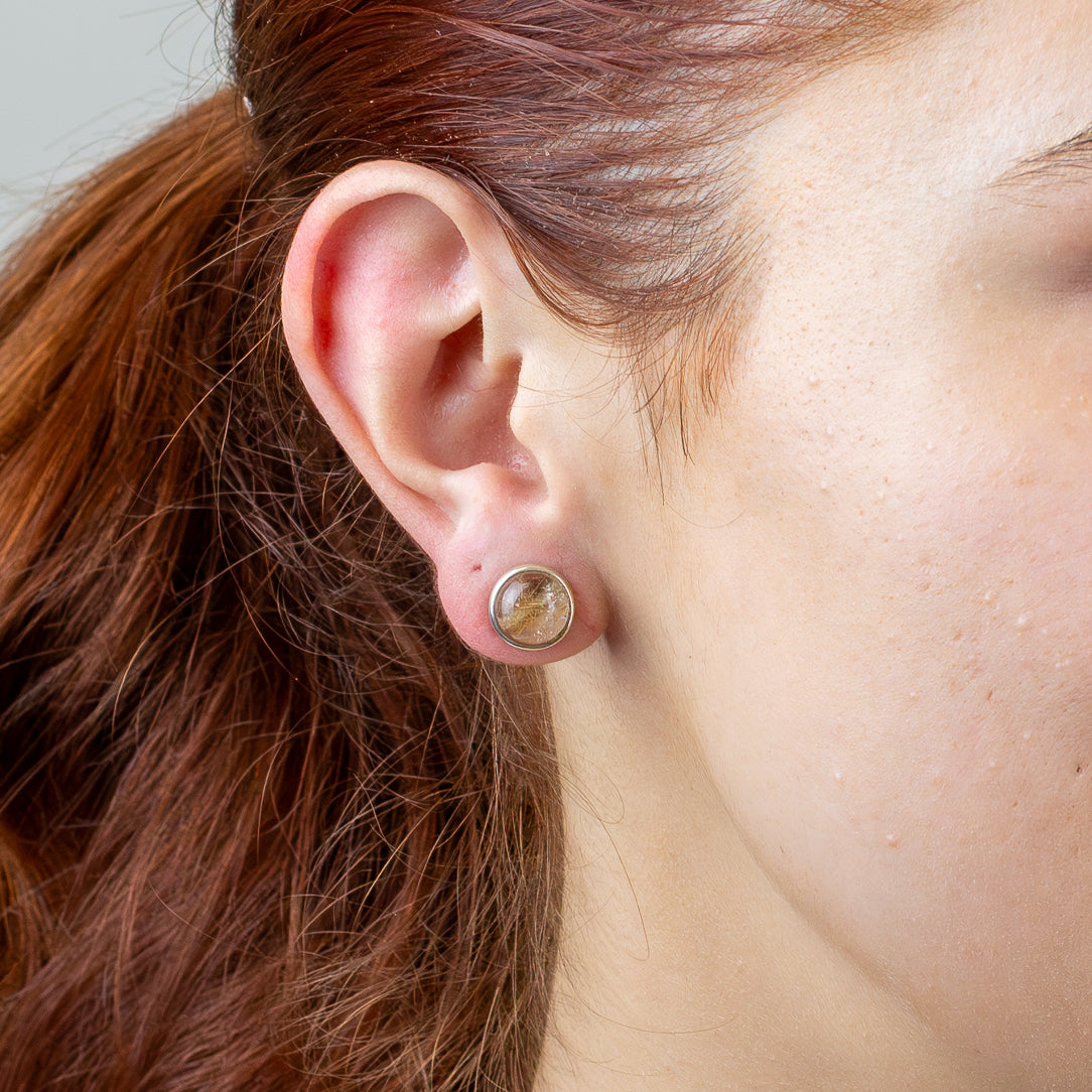 Rutilated Quartz Stud Earrings