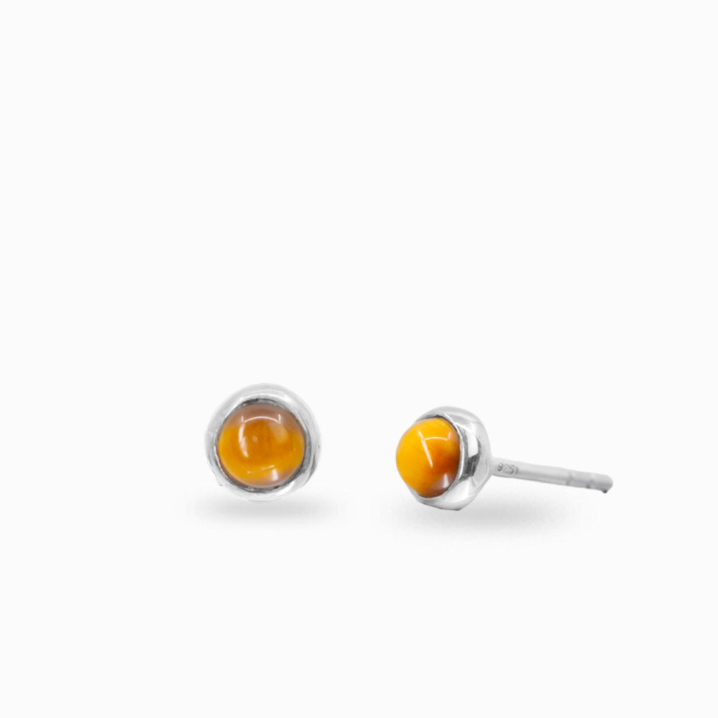 Tiger eye stud earrings in sterling silver