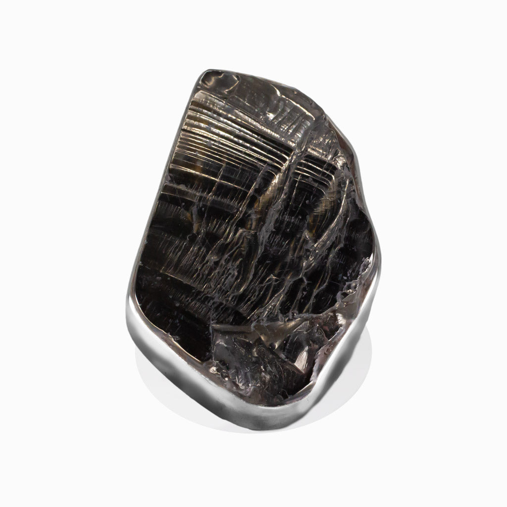 RAW SHUNGHITE LARGE STERLING SILVER RING | MADE IN EARTH