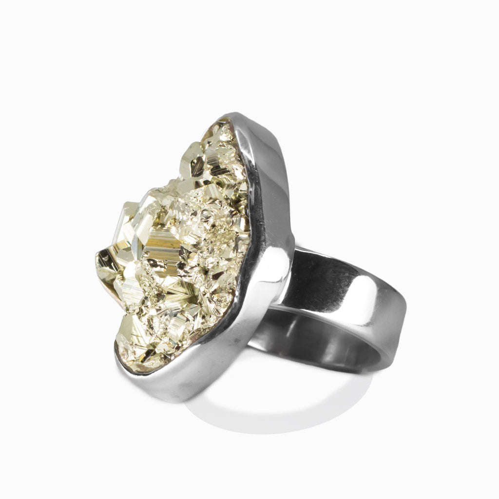 DRUZY PYRITE RAW RING STERLING SILVER | MADE IN EARTH