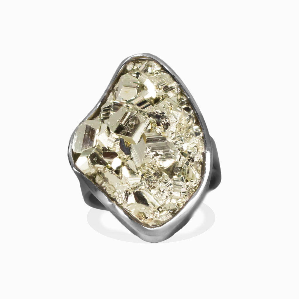 DRUZY PYRITE RAW RING STERLING SILVER | MADE IN EARTH