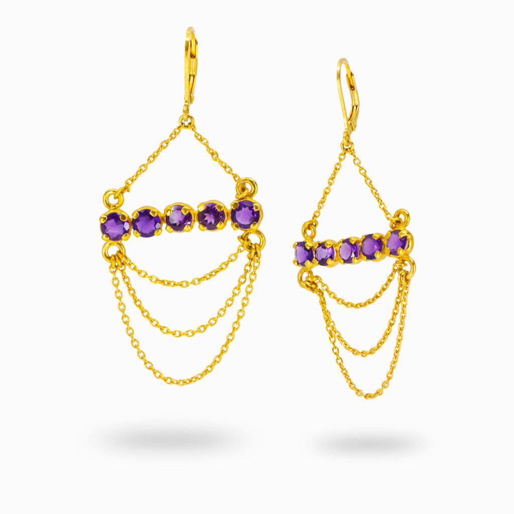FACETED MULTISTONE AMETHYST DROP EARRINGS IN GOLD VERMEIL FINISH | MADE IN EARTH