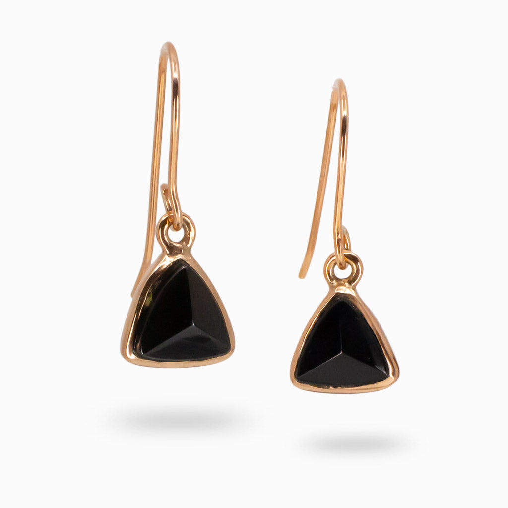 BLACK TOURMALINE DROP EARRINGS IN ROSE GOLD VERMEIL FINISH | MADE IN EARTH