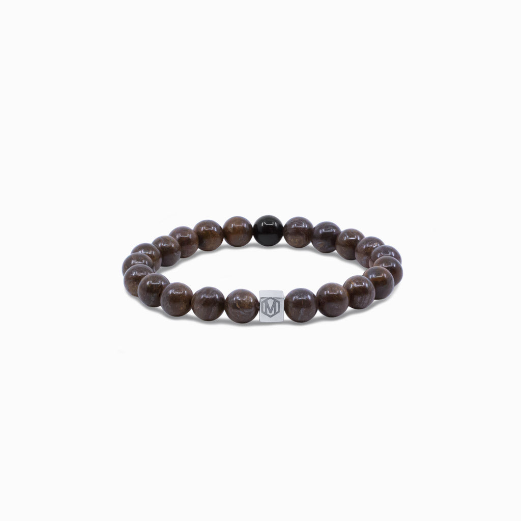 Bronzite and Black Tourmaline Bead Bracelet