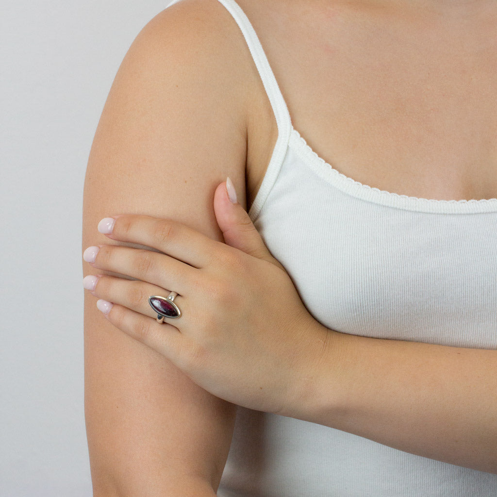 Eudialyte ring on model