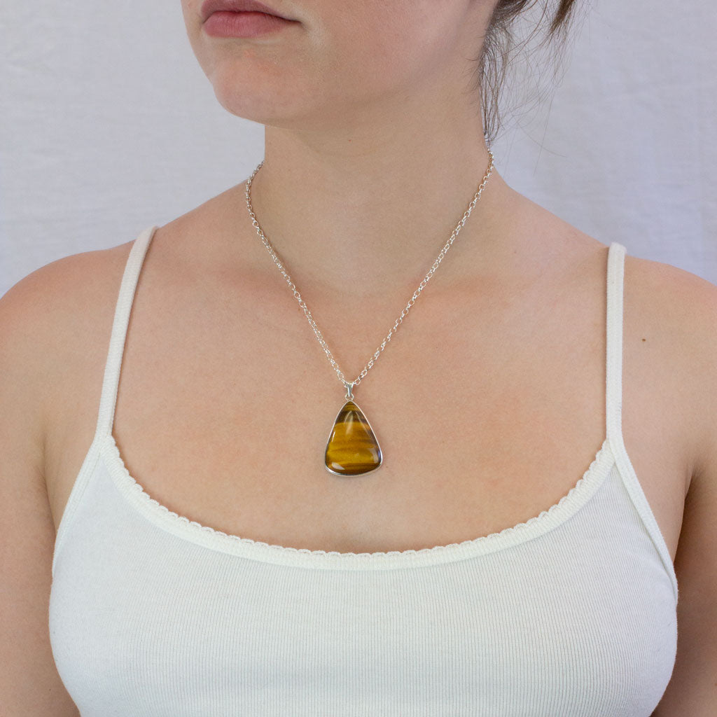 Tiger Eye necklace on model
