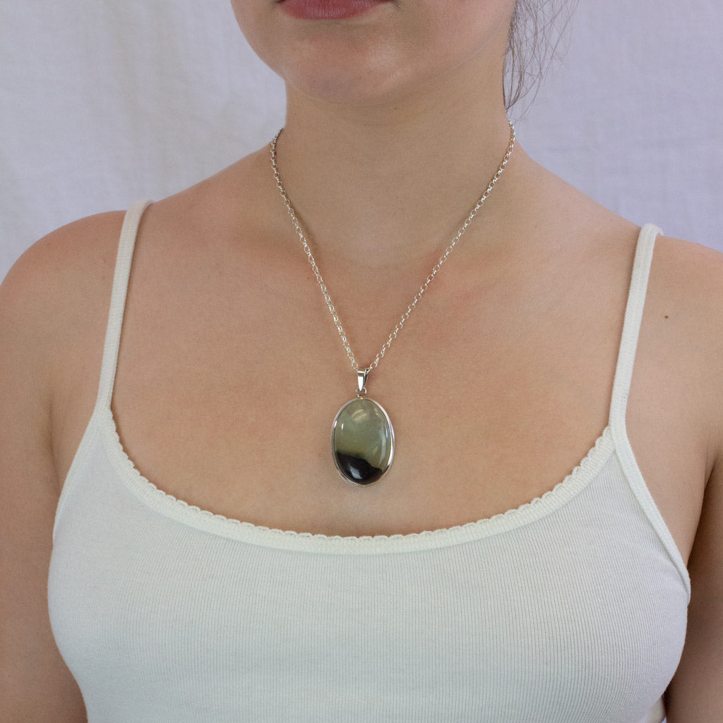 Oval Cabochon Prehnite necklace