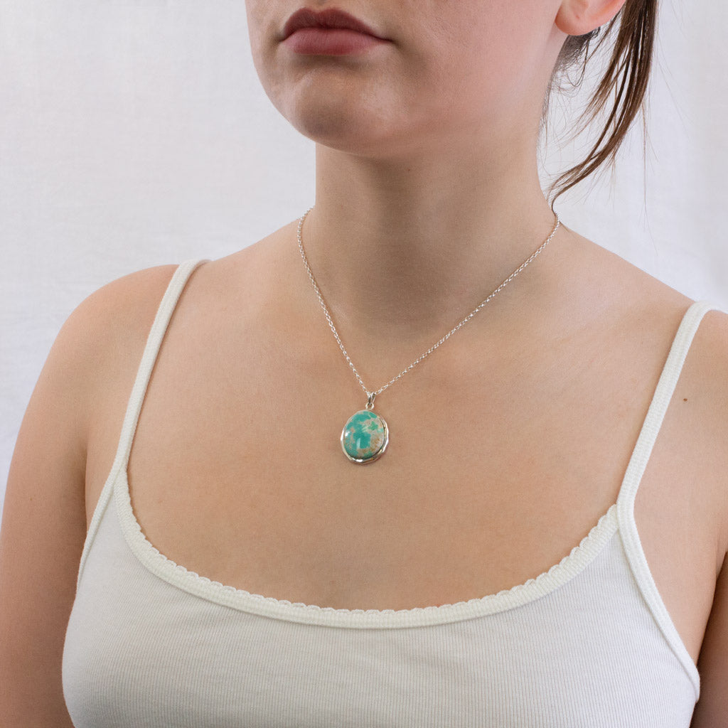 Turquoise necklace on model