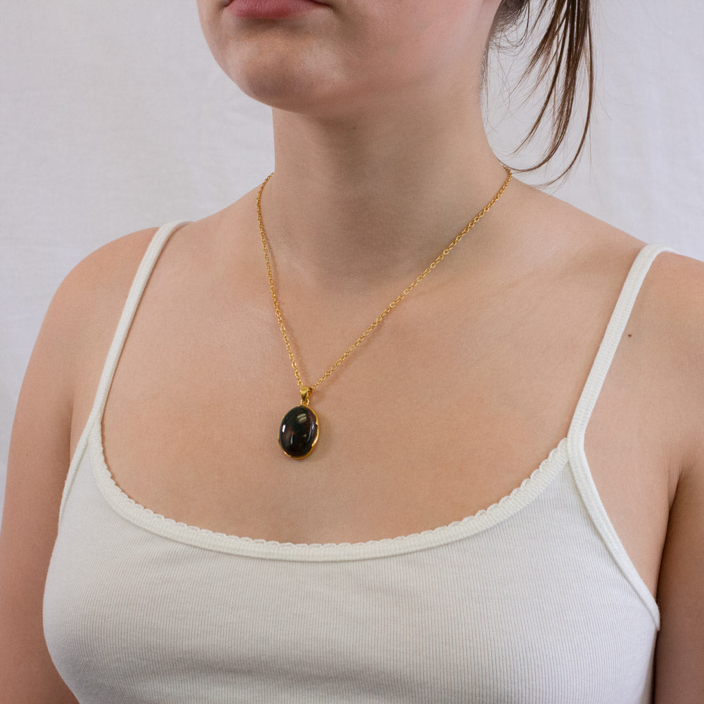 Bloodstone necklace on model