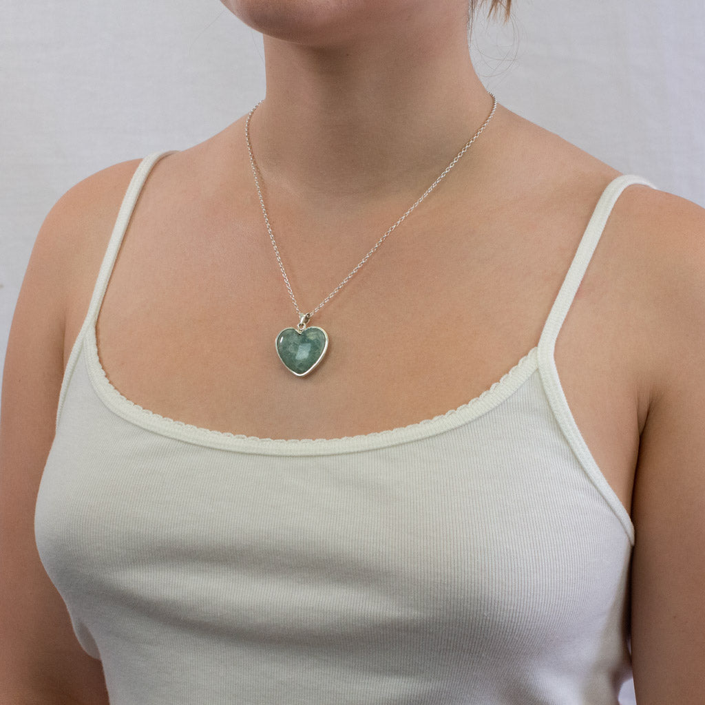 Aquamarine necklace on model