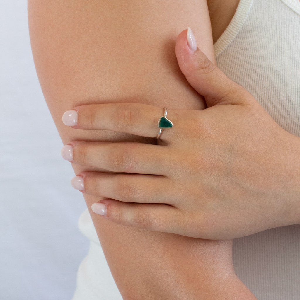 Dioptase ring on modle