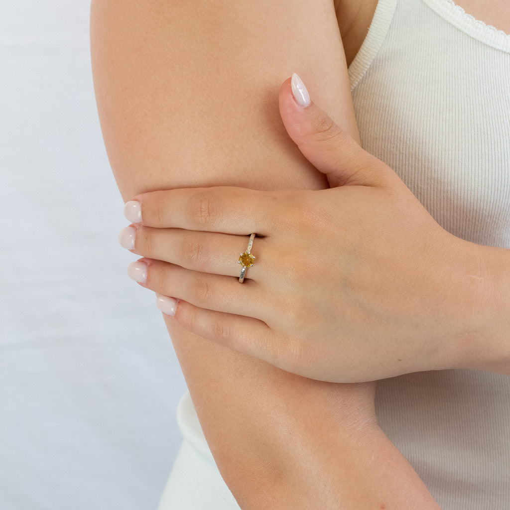 Citrine ring on model