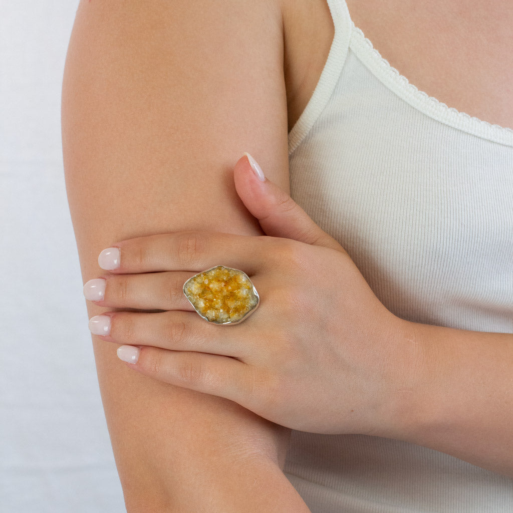 Citrine ring on model