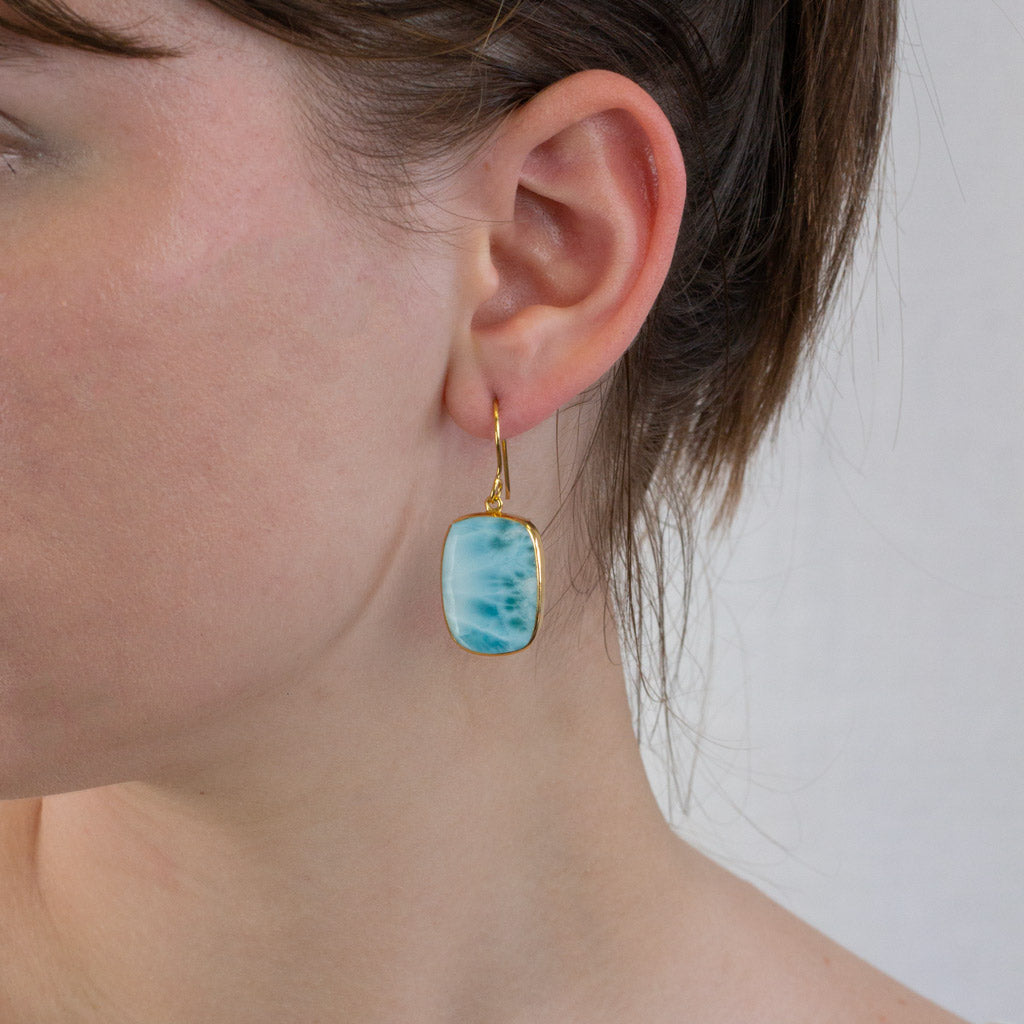 Larimar Drop Earrings on model