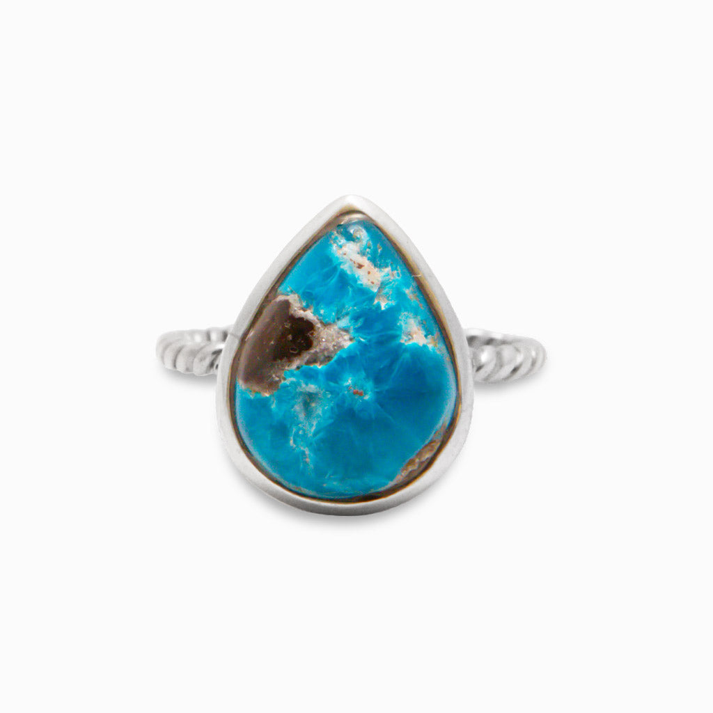 CAVANSITE CABOCHON TEAR RING