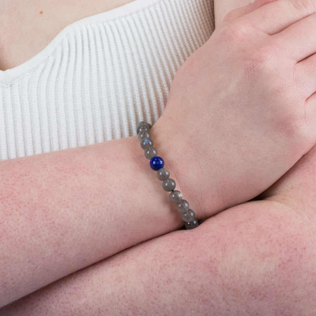 Labradorite and Lapis Lazuli Bead Bracelets