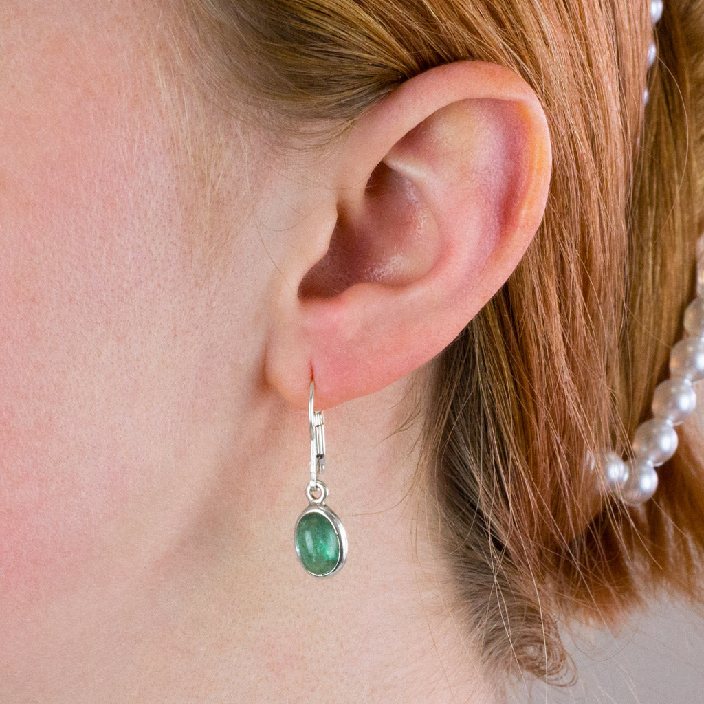 KYANITE DROP EARRINGS ON MODEL