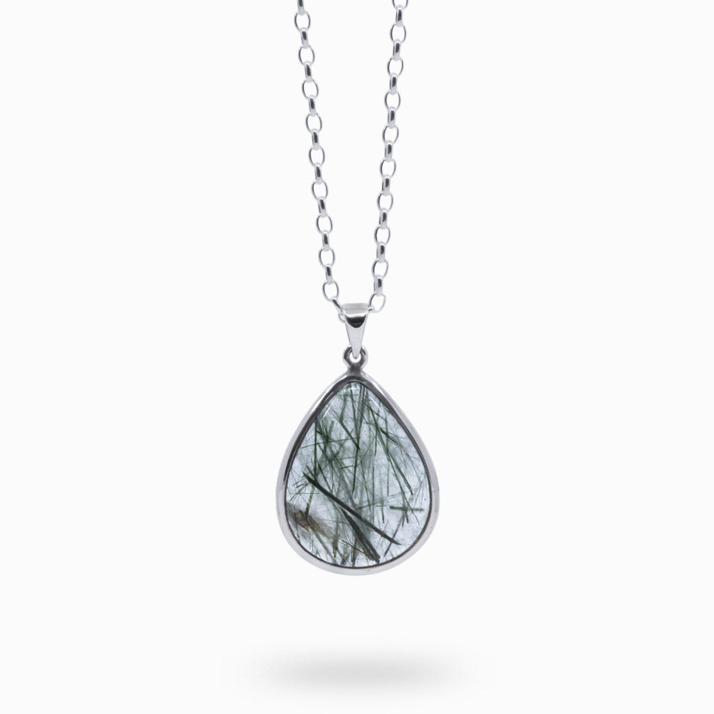 epidote in quartz necklace