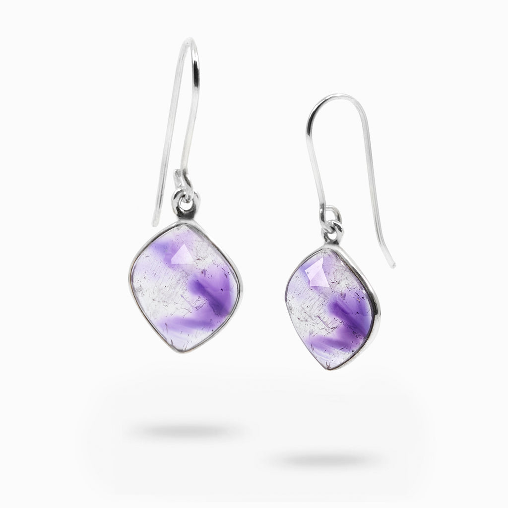 Faceted Organic Elestial Quartz Drop Earrings