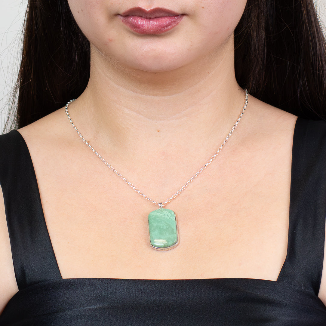 campo frio turquoise necklace green cabochon sterling silver pendant