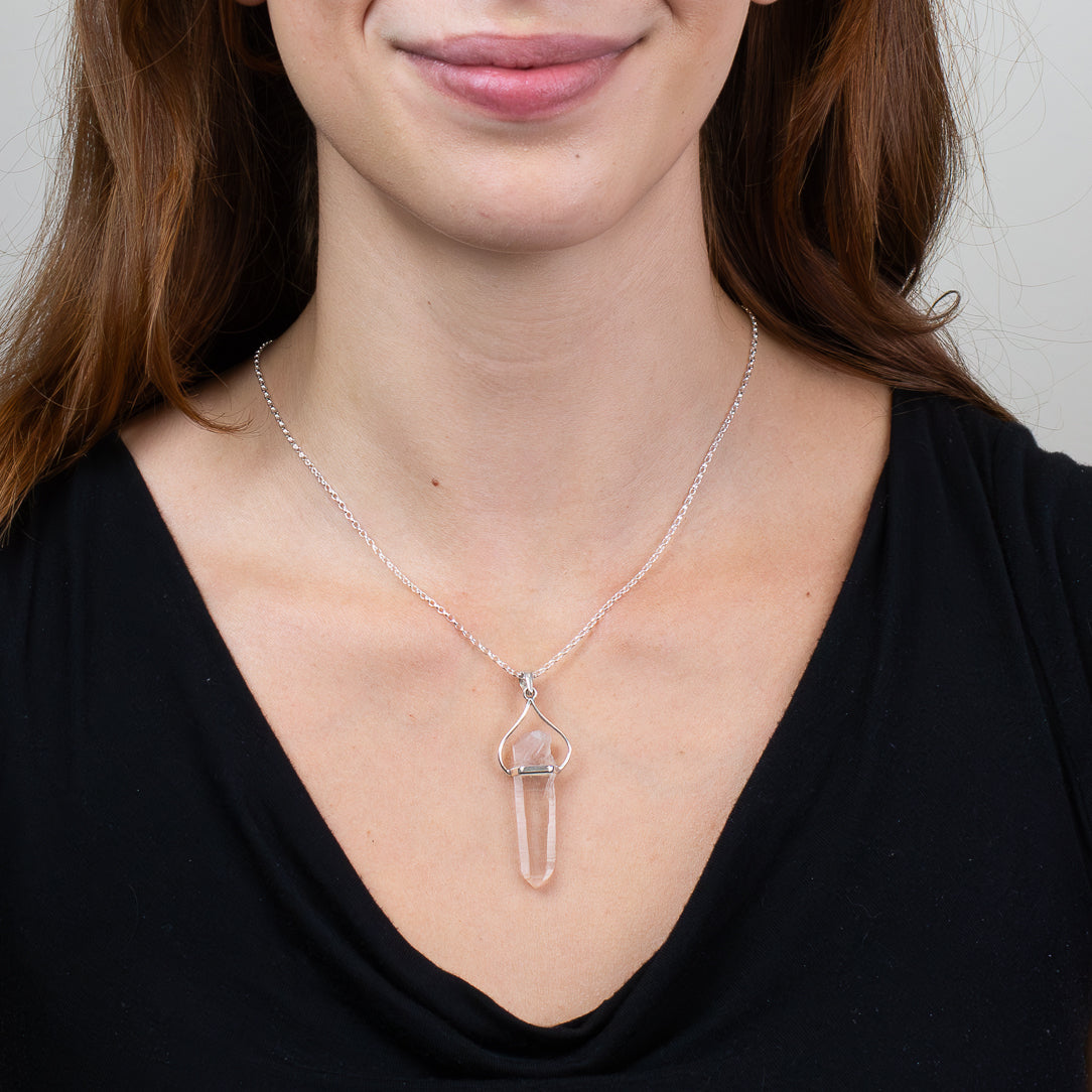Pink Lemurian Quartz Necklace
