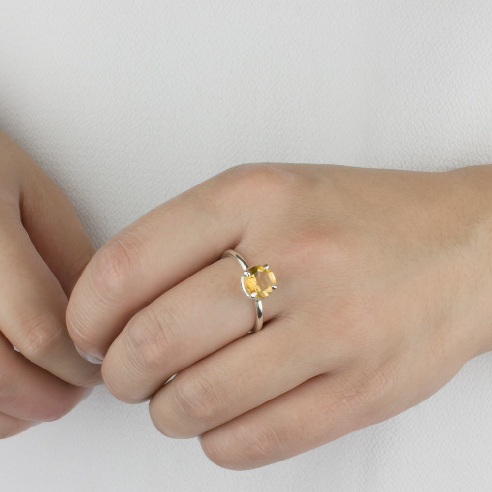 FACETED ROUND CITRINE RING