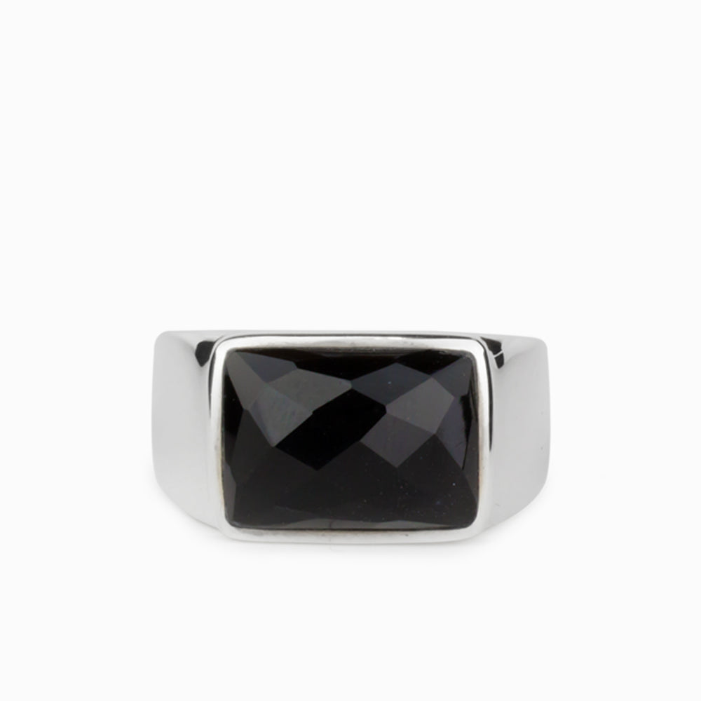 ONYX FACETED RING STERLING SILVER  | MADE IN EARTH
