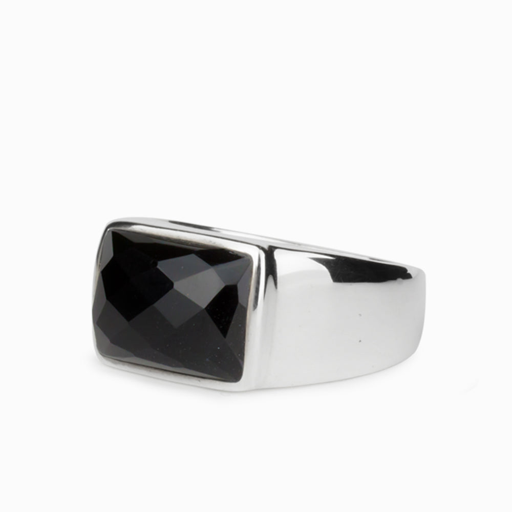 ONYX FACETED RING STERLING SILVER  | MADE IN EARTH