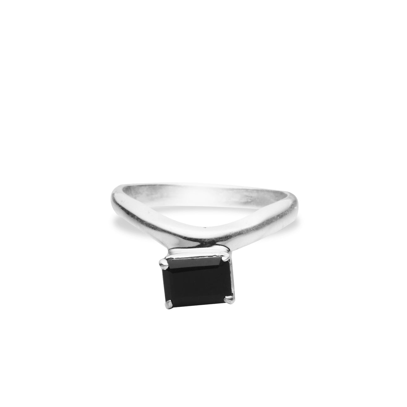 BLACK ONYX FACETED RECTANGULAR RING STERLING SILVER | MADE IN EARTH