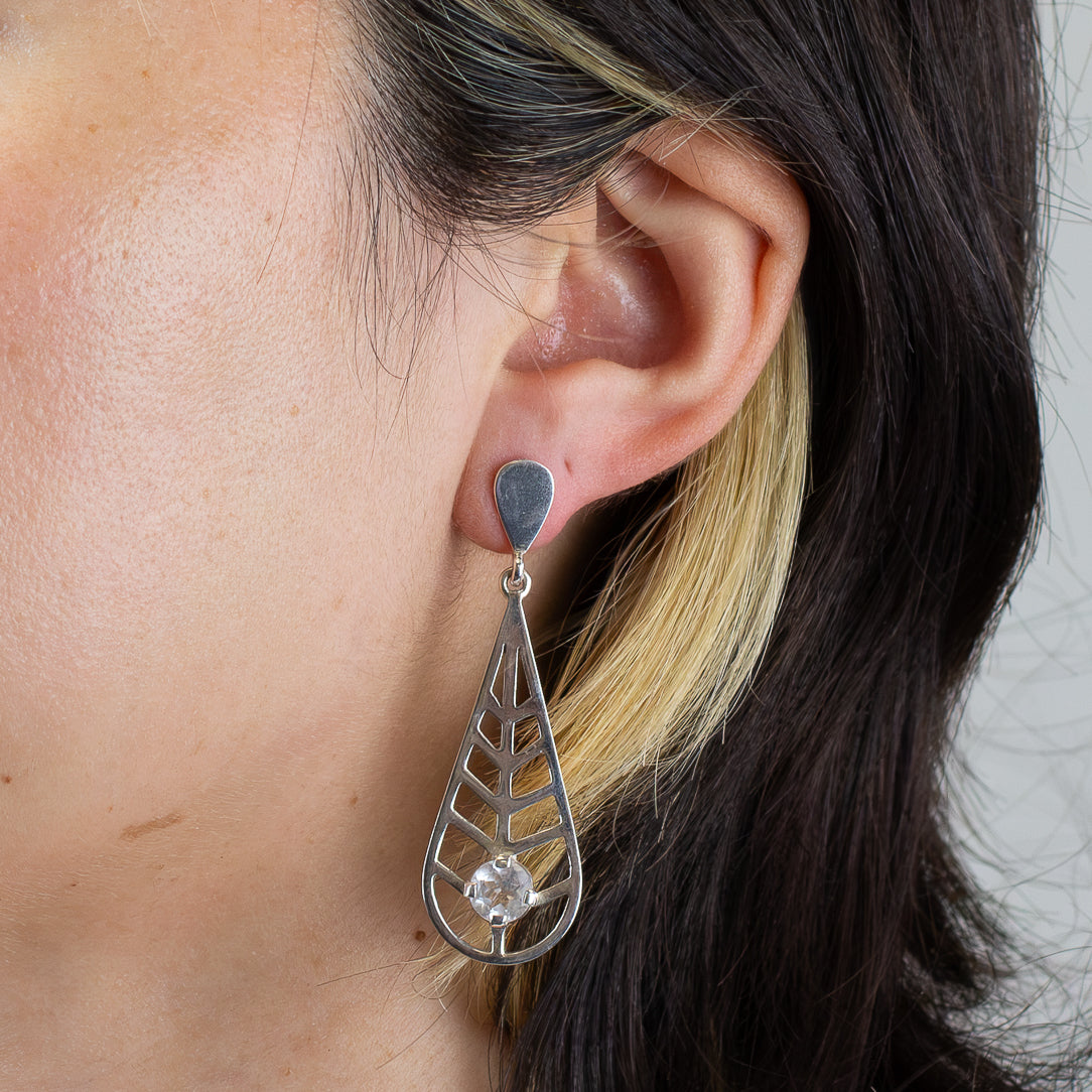 Clear Quartz Stud Drop Earrings