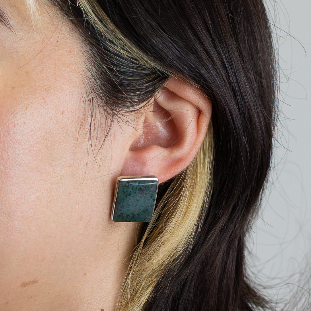 Moss Agate Stud Earrings