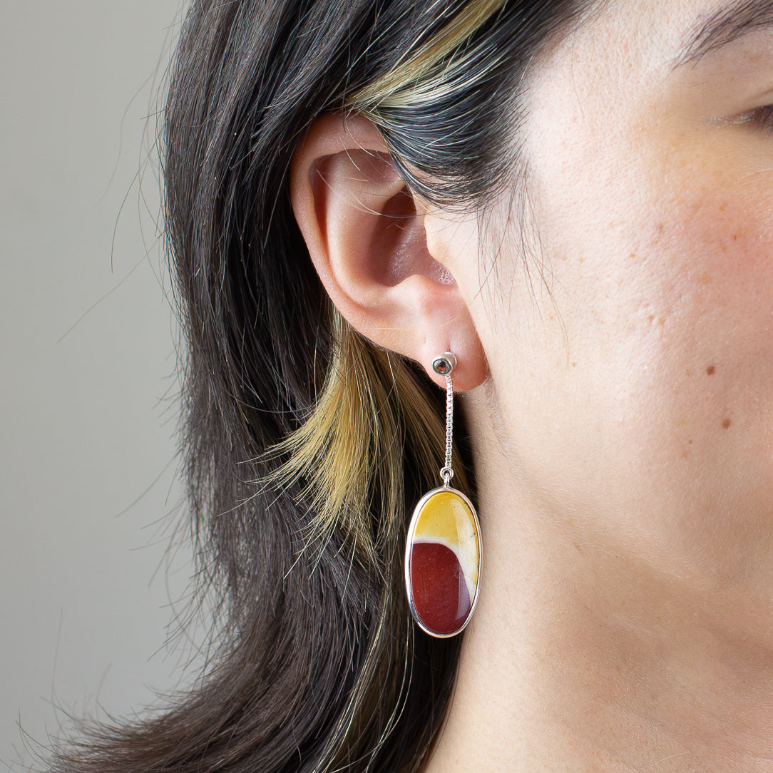 Mookaite & Clear Quartz Stud Drop Earrings